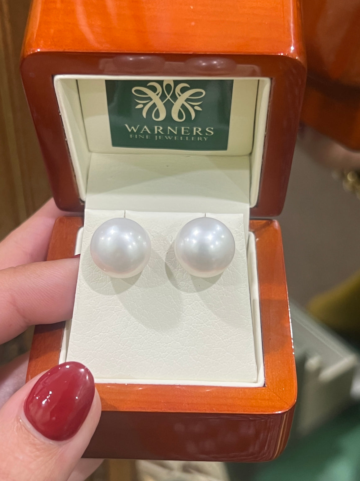 Large Button Pearl Studs in Yellow Gold