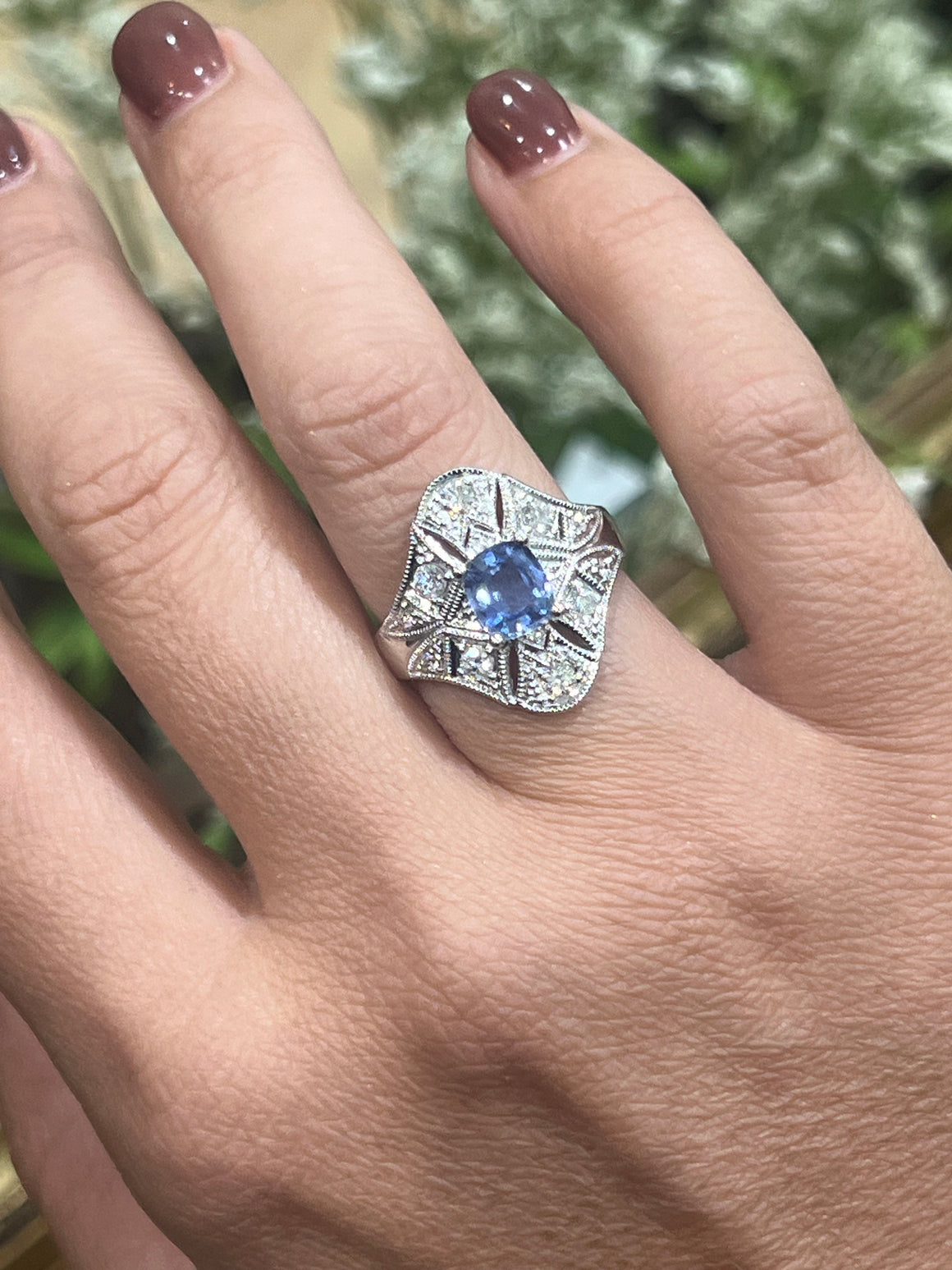 Ceylon Sapphire and Diamond Ring in 18ct White Gold