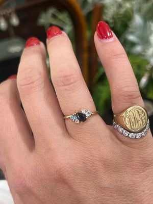 Sapphire, Topaz and Diamond Ring in 9ct Yellow Gold