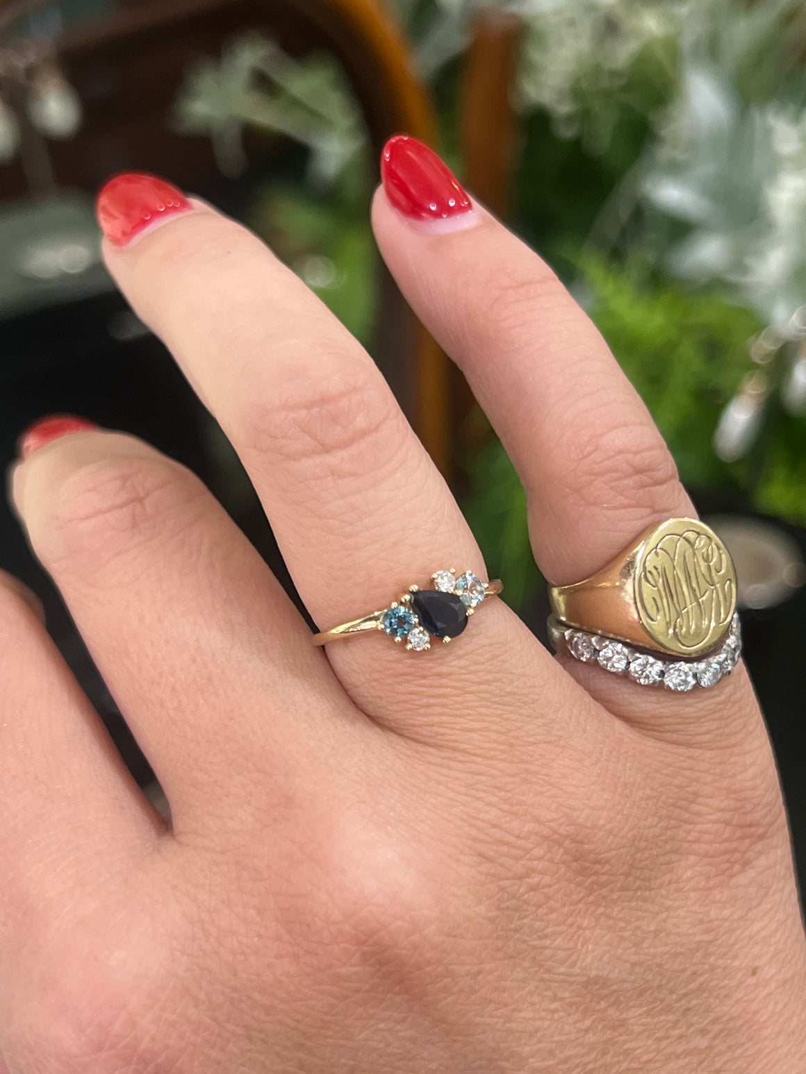 Sapphire, Topaz and Diamond Ring in 9ct Yellow Gold
