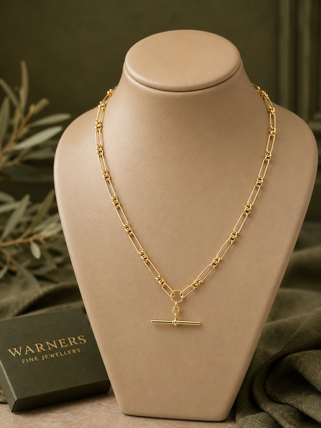Heritage Fob Link Necklace in 9ct Yellow Gold