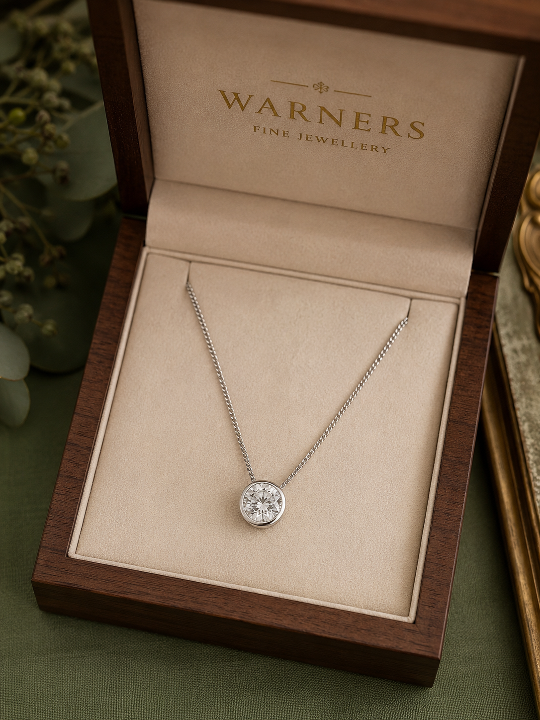 Floating Diamond Necklace in Platinum