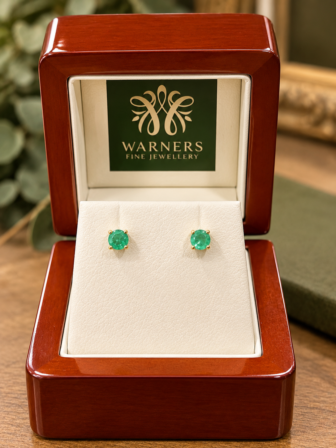 Emerald Studs in 9ct Yellow Gold