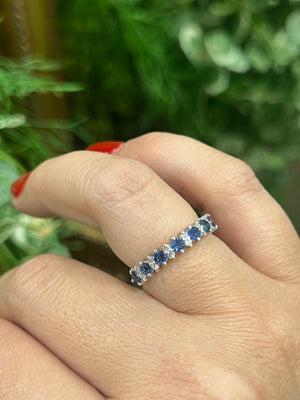 Sapphire and Diamond Ring in 9ct White Gold
