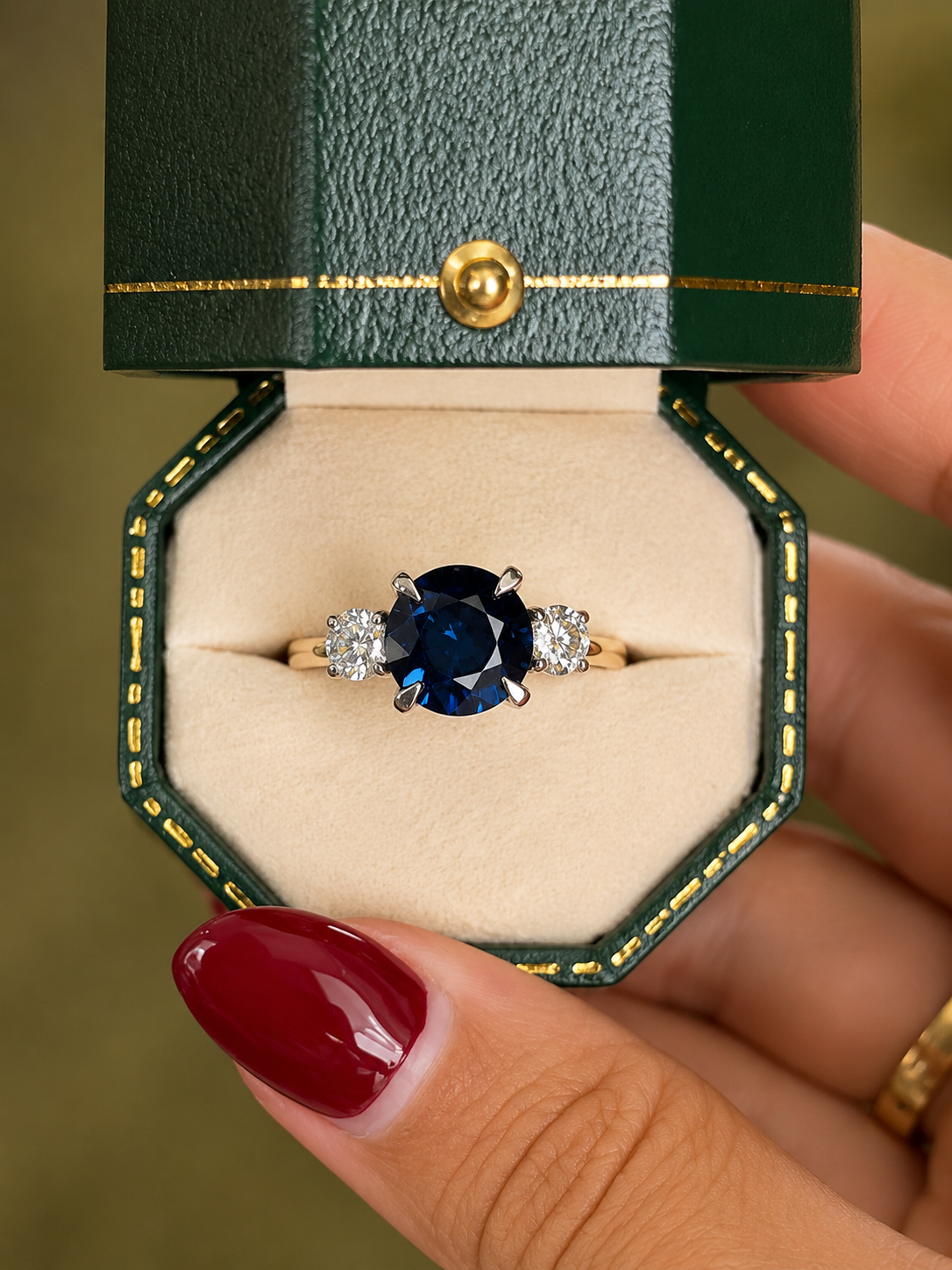Australian Sapphire & Diamond Trilogy Ring in 18ct Gold