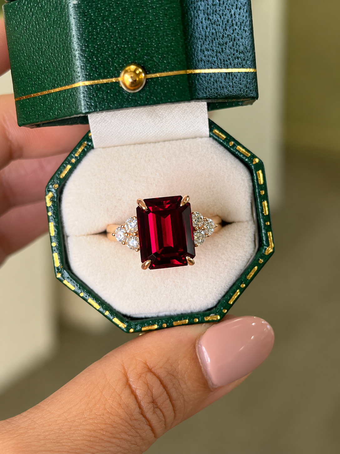 Rhodalite Garnet and Diamond Ring in 18ct Rose Gold