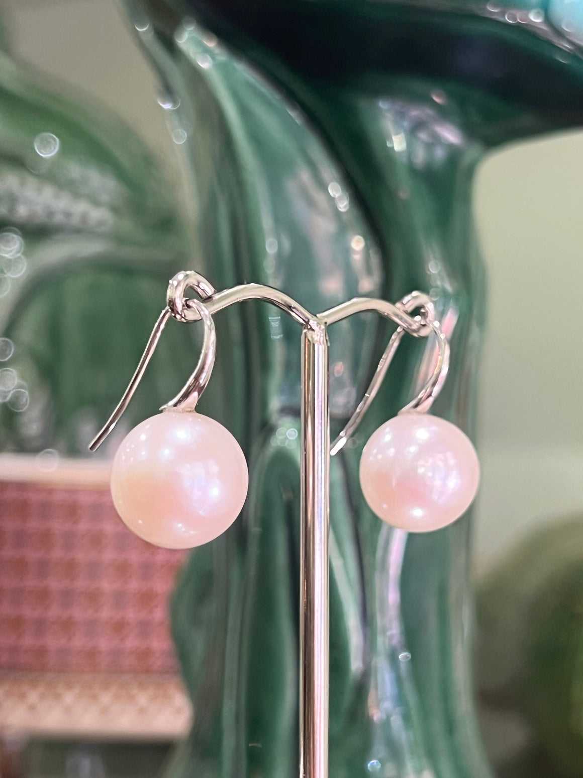 Large Freshwater Pearls on 9ct Rose Gold Swan Hooks