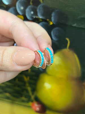 Turquoise Huggies in 9ct Yellow Gold
