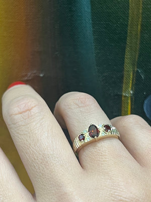 Garnet and Diamond Ring in 9ct Yellow Gold