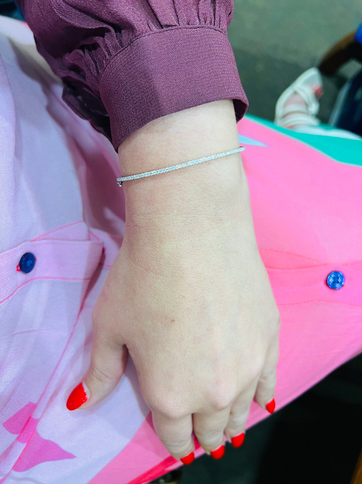 Diamond Bangle in 9ct White Gold