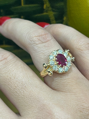 Ruby and Diamond Ring in 18ct Yellow